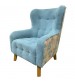 Dhalia Green Tufted Printing on Back with Solid Wood Leg Arm Chair