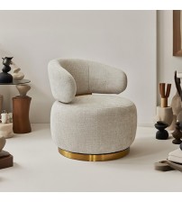 Ophelia Accent Chair Fabric Upholstery Swivel Feature Matt Gold Stainless Steel Base