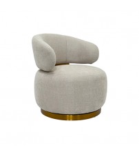 Ophelia Accent Chair Fabric Upholstery Swivel Feature Matt Gold Stainless Steel Base