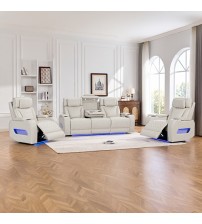 Drake 3+1+1 Seater Power Recliner Sofa Set with LED Light Wireless Charging & Storage Charging in Multiple Color