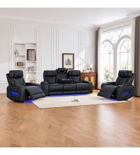 Drake 3+1+1 Seater Power Recliner Sofa Set with LED Light Wireless Charging & Storage Charging in Multiple Color