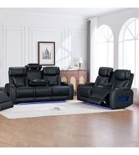 Drake 3+2 Seater Power Recliner Sofa Set with LED Light Wireless Charging & Storage Charging in Multiple Color