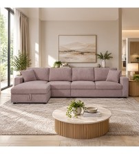 Iris 5-Piece Modular Corduroy Sofa with Storage Chaise