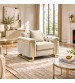 Juliette 3+1+1 Seater Velvet Sofa with Gold Trim – Beige