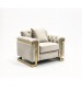Juliette 1 Seater Velvet Sofa with Gold Trim – Beige