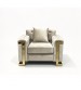 Juliette 1 Seater Velvet Sofa with Gold Trim – Beige