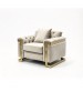 Juliette 1 Seater Velvet Sofa with Gold Trim – Beige
