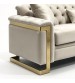 Juliette 3 Seater Velvet Sofa with Gold Trim – Beige