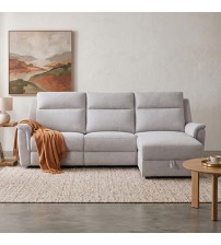 Loui Grey Fabric Electric Recliner Chaise Sofa with Storage