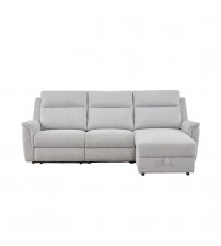 Loui Grey Fabric Electric Recliner Chaise Sofa with Storage