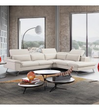 Serena White Colour Adjustable Headrest Chaise Corner Sofa