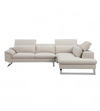 Serena White Colour Adjustable Headrest Chaise Corner Sofa