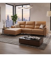 William Top Grain Leather Electric Recliner Chaise Sofa with Storage