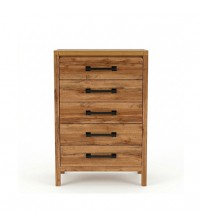 Toffee Timber Look Tallboy with 5 Drawers