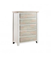 Valencia Tallboy Coastal Grey and Miami White Colour Five Drawers 