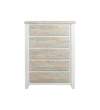 Valencia Tallboy Coastal Grey and Miami White Colour Five Drawers 